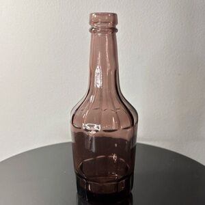 UV Reactive Wheaton Purple Amethyst Glass Round Bottle Long Neck Ridges 6”